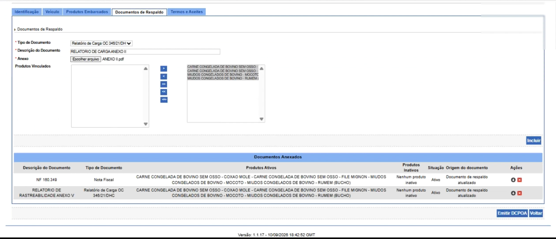 Documentos de respaldo no Portal DCPOA